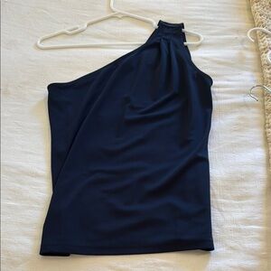 Stylish One-Shoulder Navy Top
